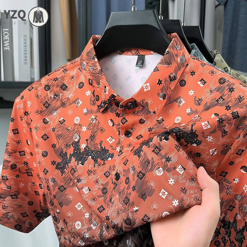 Soft Elastic Mens Gradient Printed Short Sleeve Shirt Classic Button Placket Urban Daily Errands Dinner Party Casual Wear Tops
Soft Elastic Mens Gradient Printed Short Sleeve Shirt Classic Button Placket Urban Daily Errands Dinner Party Casual Wear Tops