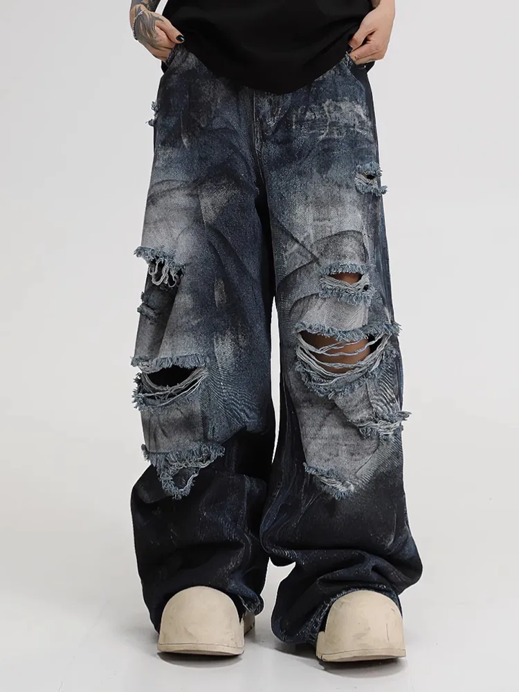 American High Street Style Distressed Wide Leg Jeans Men Women Spring Summer 2025 New Heavy Washed Cool Street Fashion
American High Street Style Distressed Wide Leg Jeans Men Women Spring Summer 2025 New Heavy Washed Cool Street Fashion