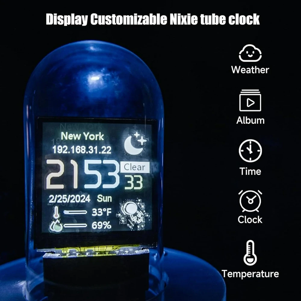 Digital Tube Clock, RGB IPS LCD Screen Weather Display, Cyberpunk Digital Clock, Home Atmosphere Decoration Gift
Digital Tube Clock, RGB IPS LCD Screen Weather Display, Cyberpunk Digital Clock, Home Atmosphere Decoration Gift