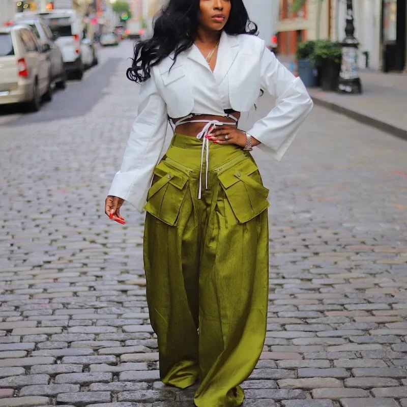 Women's Casual Wide Leg Pants Detachable 3D Pocket Loose Streetwear Monochromatic Mid Waist Autumn Fashion Ins 2023
Women's Casual Wide Leg Pants Detachable 3D Pocket Loose Streetwear Monochromatic Mid Waist Autumn Fashion Ins 2023