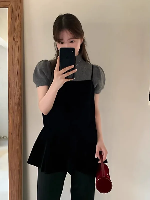 plus Size Velvet Ruffle Sve Women's Top Spring 2026 Layering f High Collar Base irt Two Piece Set Bubble Sve Design
plus Size Velvet Ruffle Sve Women's Top Spring 2026 Layering f High Collar Base irt Two Piece Set Bubble Sve Design