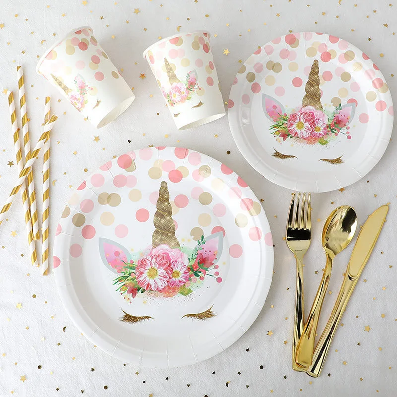 Unicorn tableware set Disposable tableware paper towel paper tray paper cup Unicorn party utensils Children's birthday tableware
Unicorn tableware set Disposable tableware paper towel paper tray paper cup Unicorn party utensils Children's birthday tableware