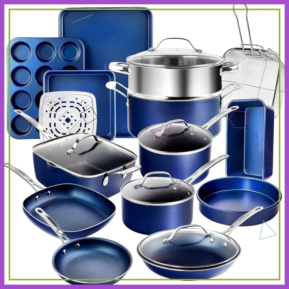 20-Piece Ceramic Nonstick Cookware Set with Bakeware, Frying Pan & Steamer, PFOA Free, Oven & Dishwasher Safe
20-Piece Ceramic Nonstick Cookware Set with Bakeware, Frying Pan & Steamer, PFOA Free, Oven & Dishwasher Safe