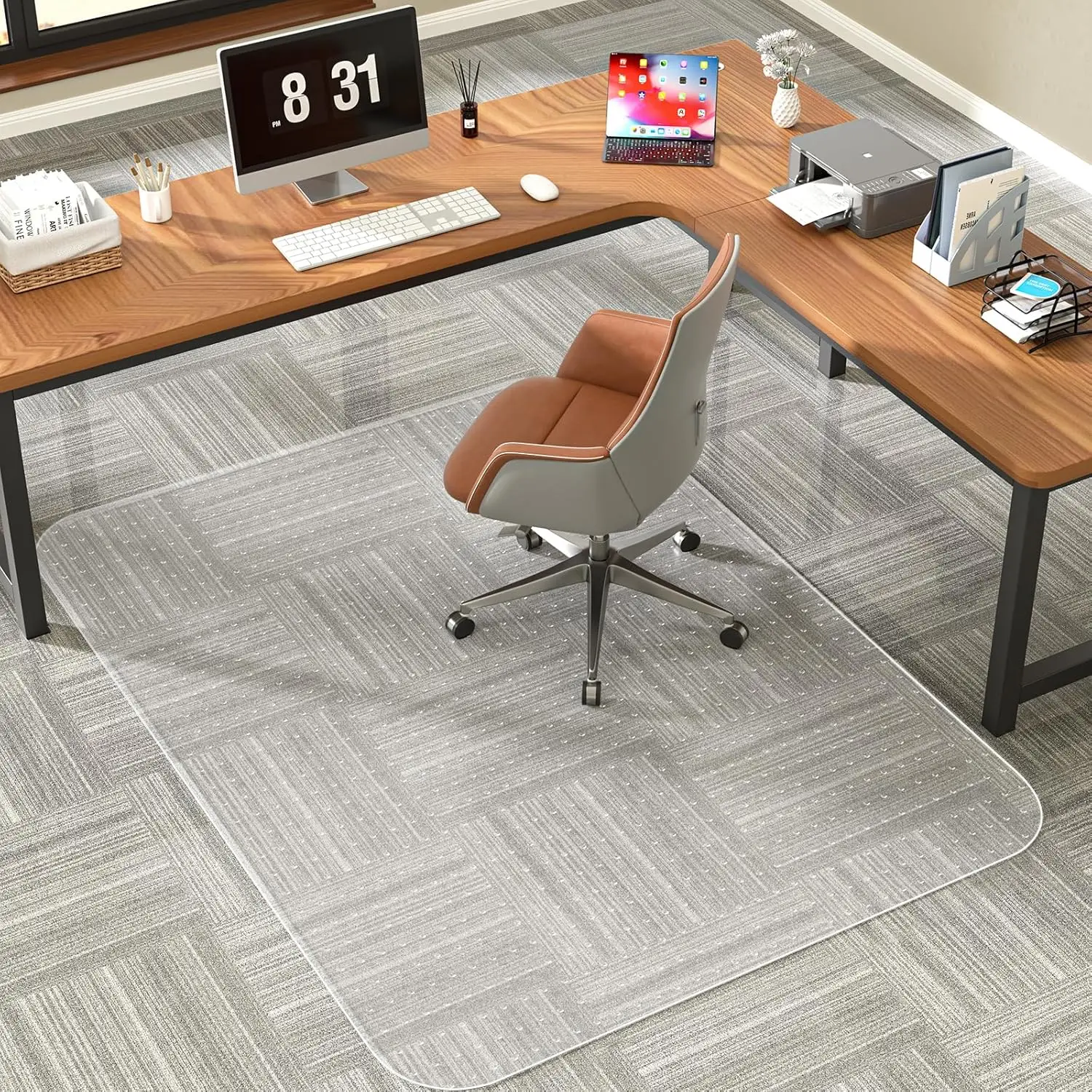 Clear Office Chair Mat for Low Pile Carpet, 48"x60", Non-Slip Studded, Easy Roll, Eco-Friendly PVC
Clear Office Chair Mat for Low Pile Carpet, 48"x60", Non-Slip Studded, Easy Roll, Eco-Friendly PVC
