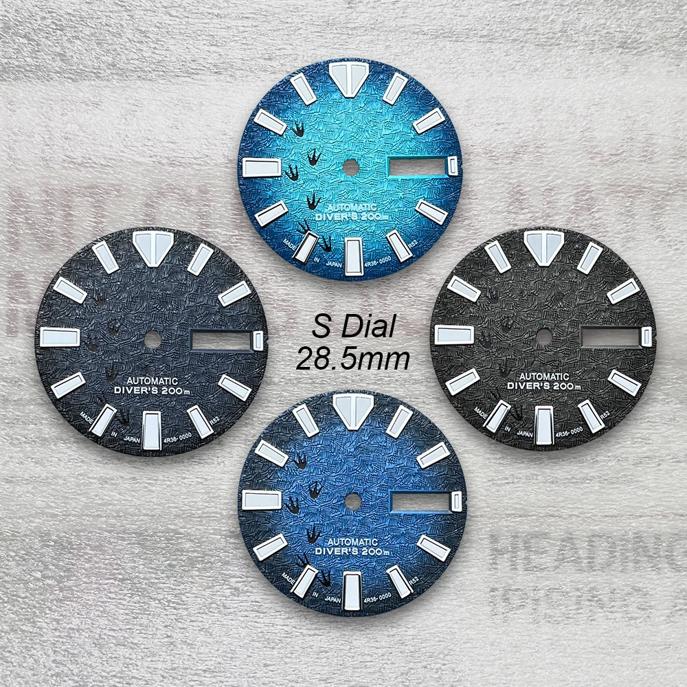 28.5mm S Logo 3D Footprint Dial Suitable For NH35/NH36 Japen Movement C3 Green Luminous Watch Modification Accessories
28.5mm S Logo 3D Footprint Dial Suitable For NH35/NH36 Japen Movement C3 Green Luminous Watch Modification Accessories
