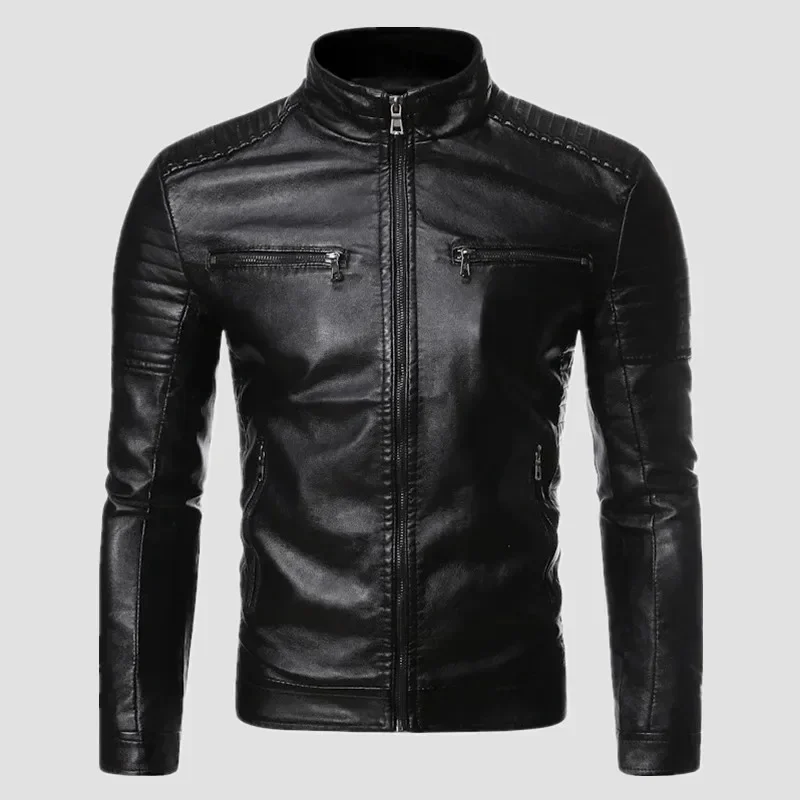 Male Stand Collar Vintage Classic Motor Slim Multi Pockets Coats Men Leather Jacket Men's Jacket Solid Colors Leather Jackets
Male Stand Collar Vintage Classic Motor Slim Multi Pockets Coats Men Leather Jacket Men's Jacket Solid Colors Leather Jackets
