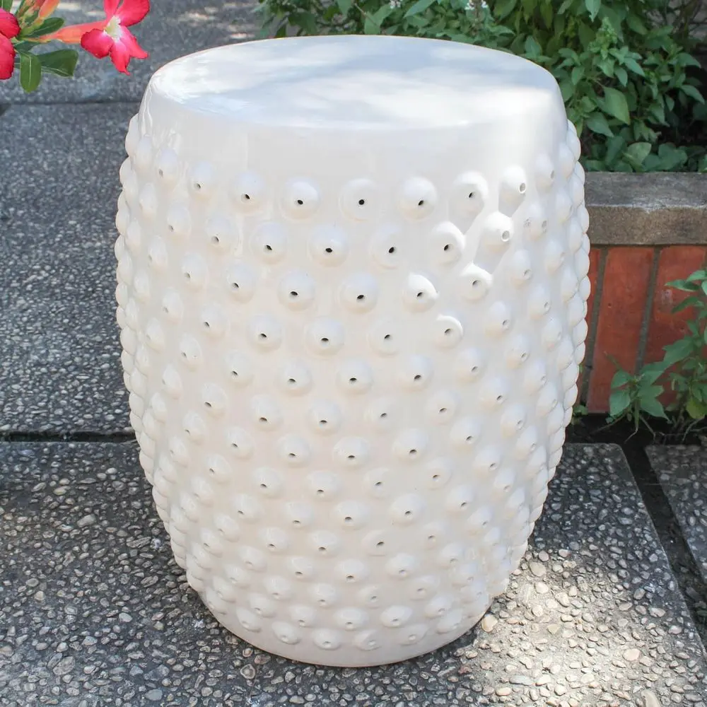 Antique White Drum Ceramic Garden Stool, White
Antique White Drum Ceramic Garden Stool, White