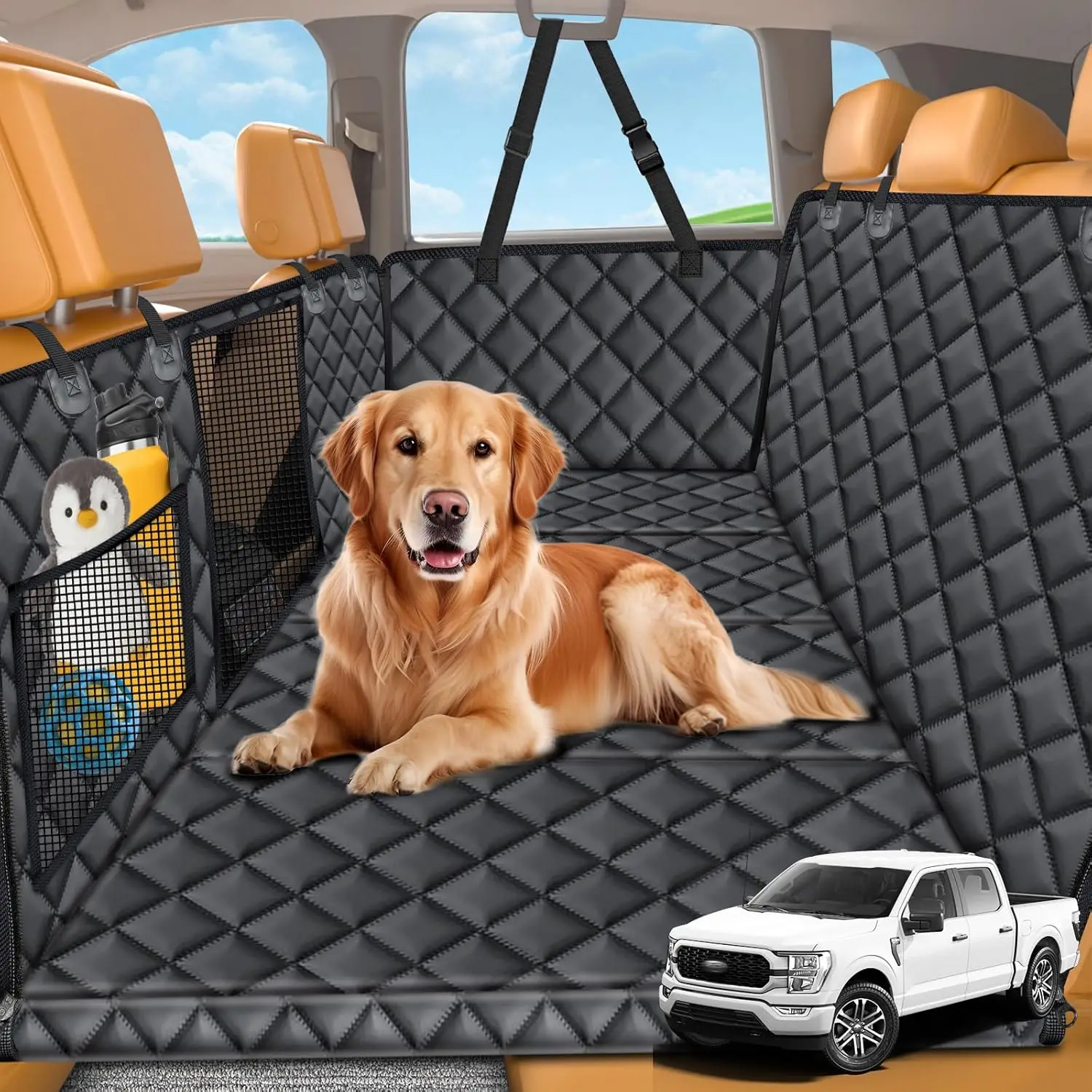 XL Hard Bottom Dog Car Seat Cover for Trucks, Pet Rear Seat Protector with Mesh Window and Pocket
XL Hard Bottom Dog Car Seat Cover for Trucks, Pet Rear Seat Protector with Mesh Window and Pocket