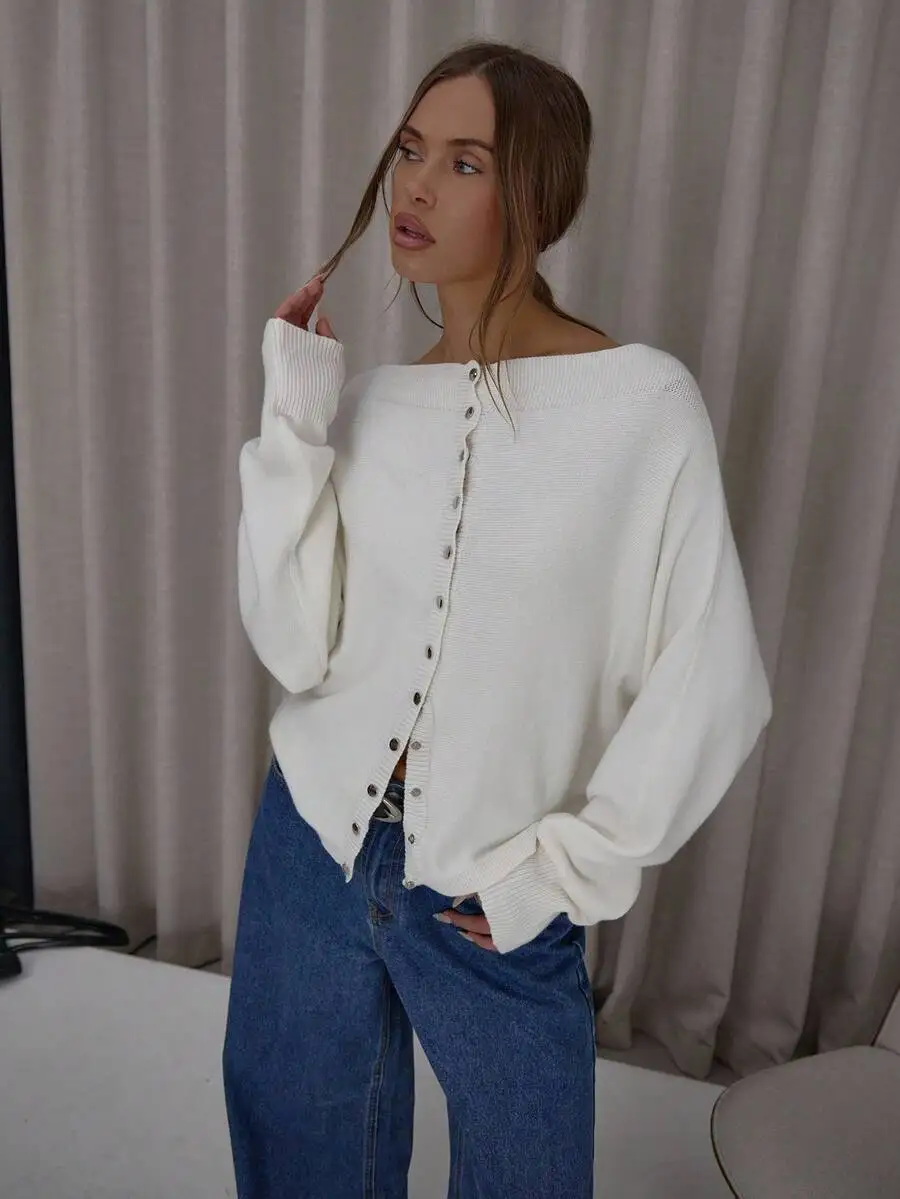 Boat Neck Baggy Batwing Popper Front Cardigan Casual Streetwear Sweater Spring Winter
Boat Neck Baggy Batwing Popper Front Cardigan Casual Streetwear Sweater Spring Winter