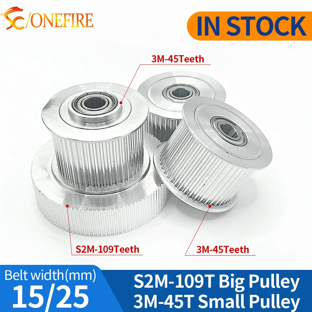Timing Pulley S2M 109Teeth+3M 45Teeth big Pulley +3M 45Teeth small Pulley bore 9mm fit for belt width 15/25mm for inkjet printer
Timing Pulley S2M 109Teeth+3M 45Teeth big Pulley +3M 45Teeth small Pulley bore 9mm fit for belt width 15/25mm for inkjet printer