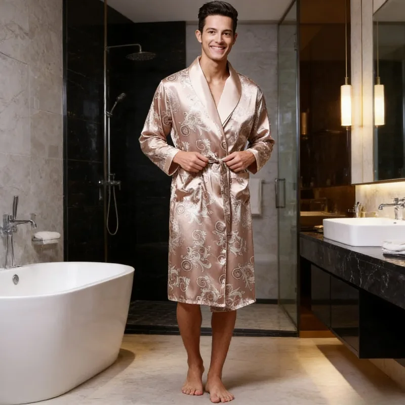WP032 2026 New Mens Silk Bathrobe Long Sleeve Luxury Kimono Style Sleepwear Lightweight Home Loungewear Without Belt
WP032 2026 New Mens Silk Bathrobe Long Sleeve Luxury Kimono Style Sleepwear Lightweight Home Loungewear Without Belt
