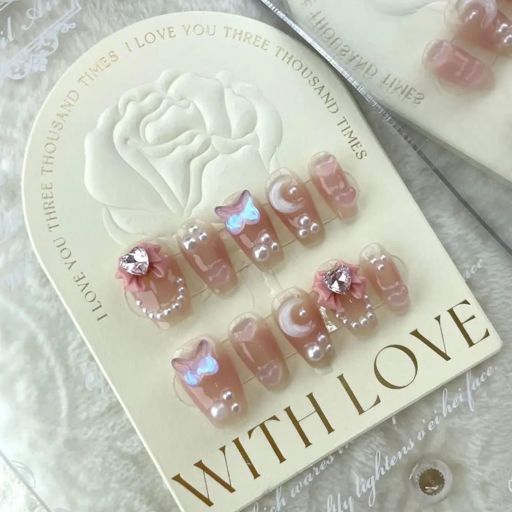 10Pcs XS S M L Love Butterfly Handmade Nails with Rhinestones Full Cover Press on Nails with Tool Box Pure Manual False Nail
10Pcs XS S M L Love Butterfly Handmade Nails with Rhinestones Full Cover Press on Nails with Tool Box Pure Manual False Nail