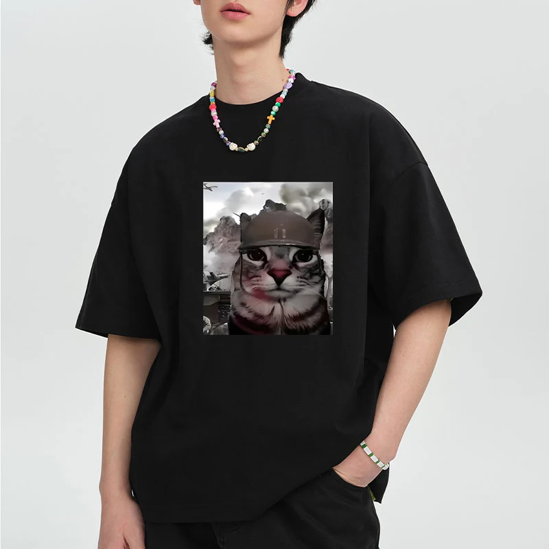 Thousand Yard Stare Funny Cat Meme Graphics T Shirts Men Women Summer cotton Casual short sleeve T-shirts Unisex vintage tops
Thousand Yard Stare Funny Cat Meme Graphics T Shirts Men Women Summer cotton Casual short sleeve T-shirts Unisex vintage tops