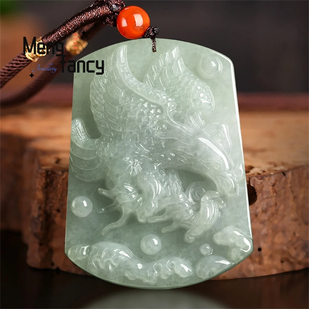 High-Grade Natural Myanmar A Goods Jade Exhibition Grand Map Eagle Pendant Ice Jade Jewelry Luxury Necklace Fine Jewelry 
High-Grade Natural Myanmar A Goods Jade Exhibition Grand Map Eagle Pendant Ice Jade Jewelry Luxury Necklace Fine Jewelry