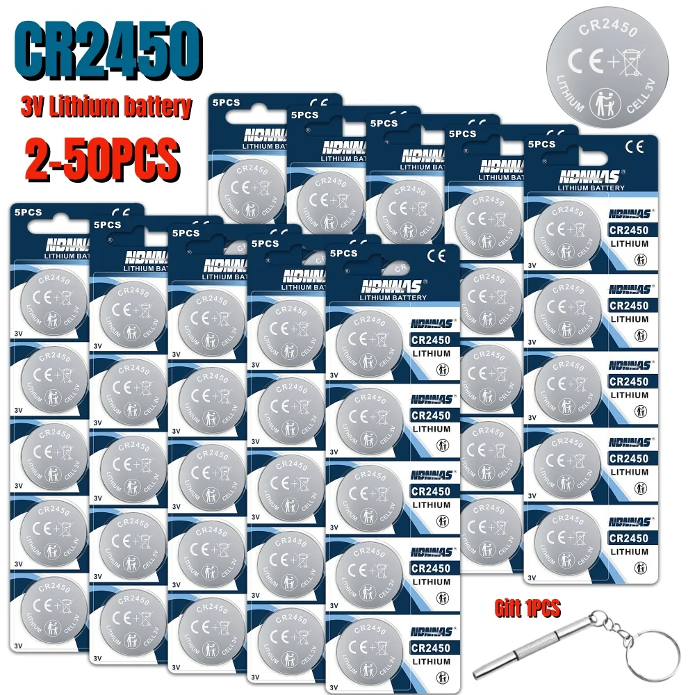 2-50PCS CR2450 Battery 3V Lithium 625mAh Coin Cell Batteries Compatible with BR2450 LM2450 5029LC for Remote Watch Batteries
2-50PCS CR2450 Battery 3V Lithium 625mAh Coin Cell Batteries Compatible with BR2450 LM2450 5029LC for Remote Watch Batteries