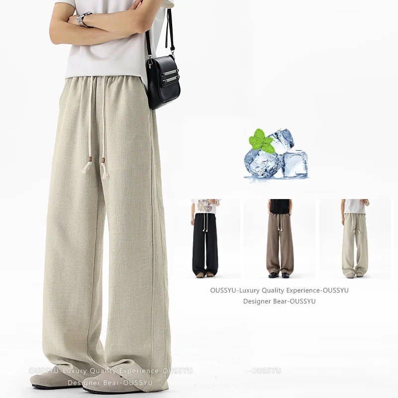 Brand Clothing 2026 Summer Thin Men's Wide Leg Pants Baggy Straight Drawstring Elastic Waist Khaki Casual Trousers Man Plus Size
Brand Clothing 2026 Summer Thin Men's Wide Leg Pants Baggy Straight Drawstring Elastic Waist Khaki Casual Trousers Man Plus Size