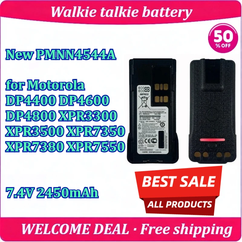 New PMNN4544A for Motorola DP4400 DP4600 DP4800 XPR3300 XPR3500 XPR7350 XPR7380 XPR7550 Walkie Talkie Battery 7.4V 2450mAh
New PMNN4544A for Motorola DP4400 DP4600 DP4800 XPR3300 XPR3500 XPR7350 XPR7380 XPR7550 Walkie Talkie Battery 7.4V 2450mAh
