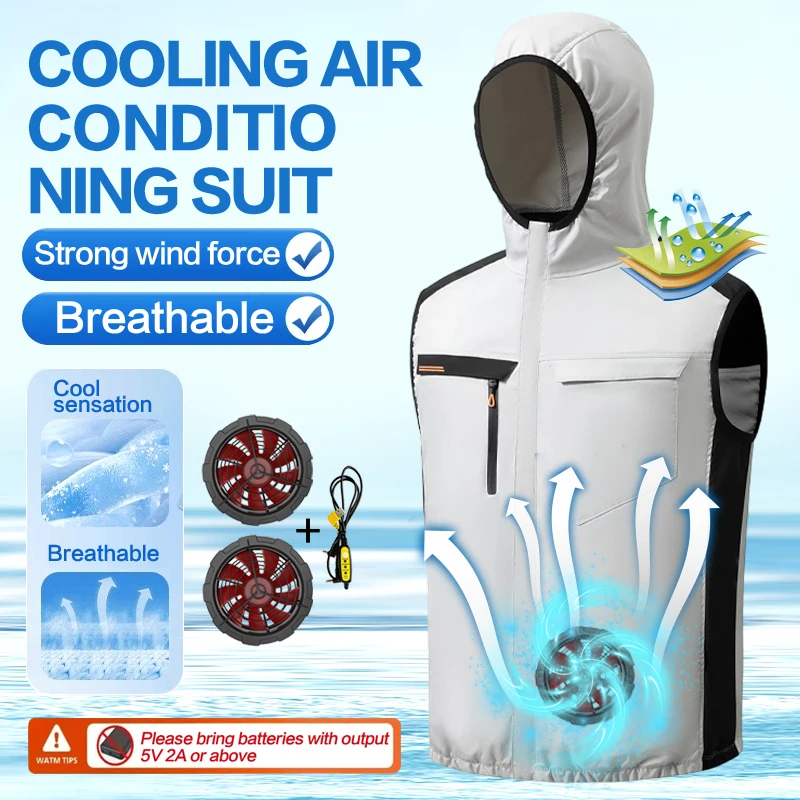Summer fan clothes air conditioning suits cooling jackets for men and women with hats, charging vests for cooling, outdoor sun p
Summer fan clothes air conditioning suits cooling jackets for men and women with hats, charging vests for cooling, outdoor sun p