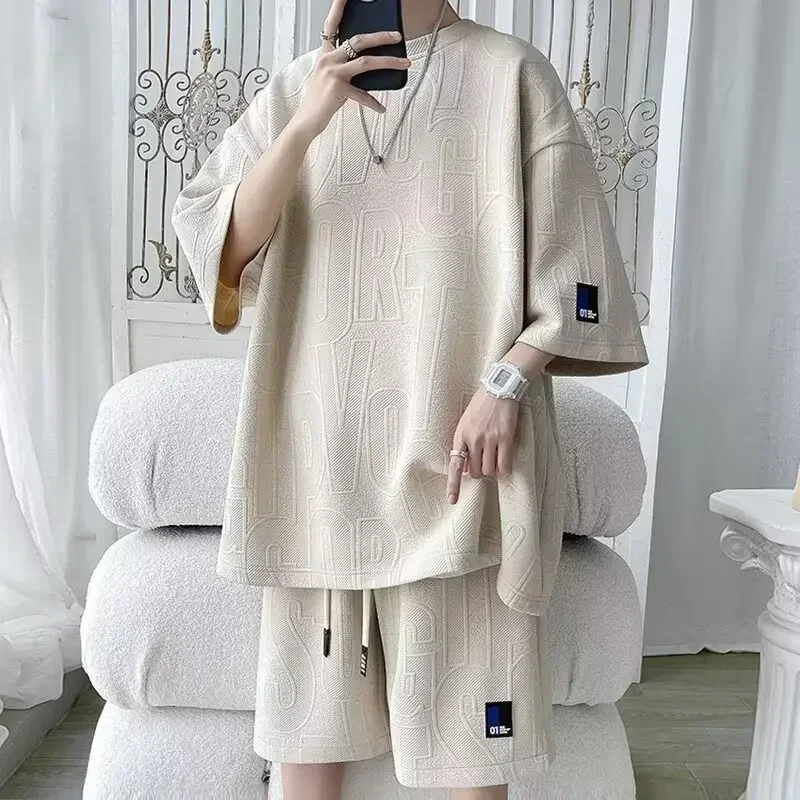 LIBIELIY Casual Ice Silk Thin Short Sleeve T-Shirt And Shorts Set for Men Summer Loose Fashionable Outfit Two-Piece Male Ensemb
LIBIELIY Casual Ice Silk Thin Short Sleeve T-Shirt And Shorts Set for Men Summer Loose Fashionable Outfit Two-Piece Male Ensemb