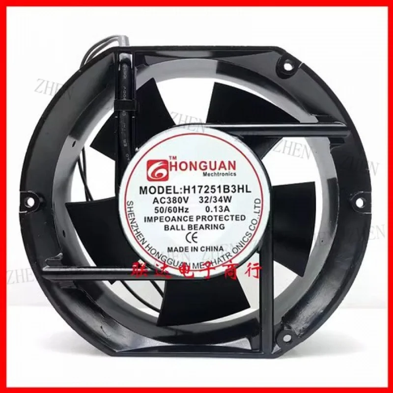 Y FOR HONGUAN H17251B3HL AC380V 0.13A 32/34W 2-Wire Cooling Fan
Y FOR HONGUAN H17251B3HL AC380V 0.13A 32/34W 2-Wire Cooling Fan