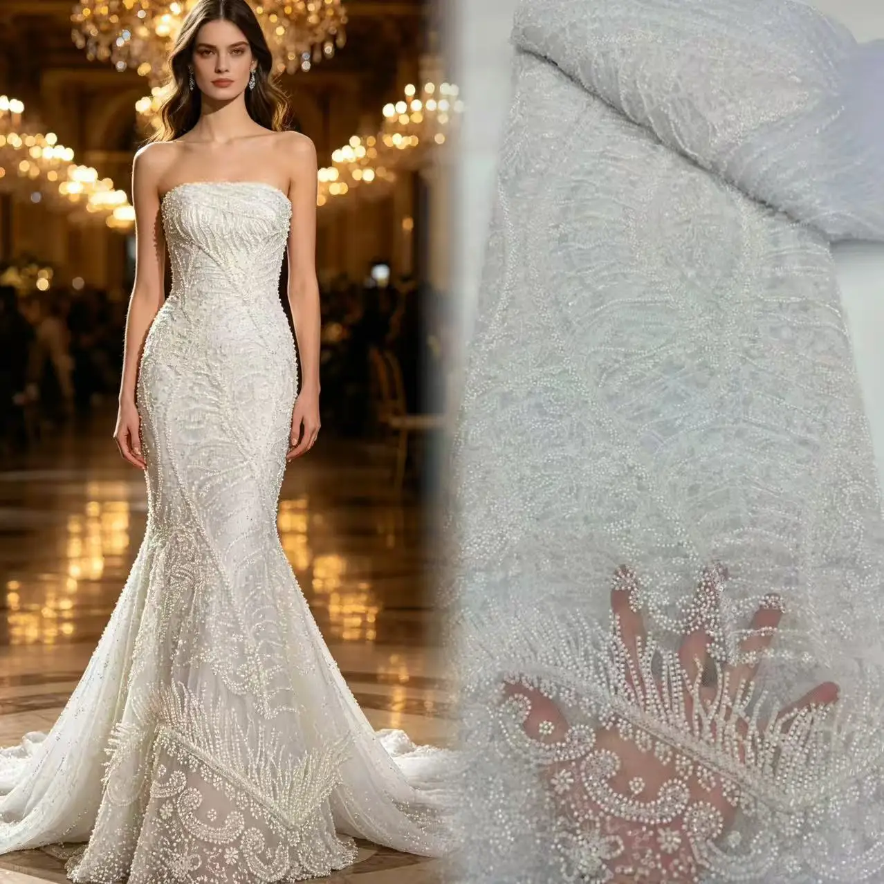 2026 African Beaded Groom Lace Fabric High Quality French Mesh Lace Fabric Sequins Nigerian Lace Fabrics for Wedding Dress
2026 African Beaded Groom Lace Fabric High Quality French Mesh Lace Fabric Sequins Nigerian Lace Fabrics for Wedding Dress