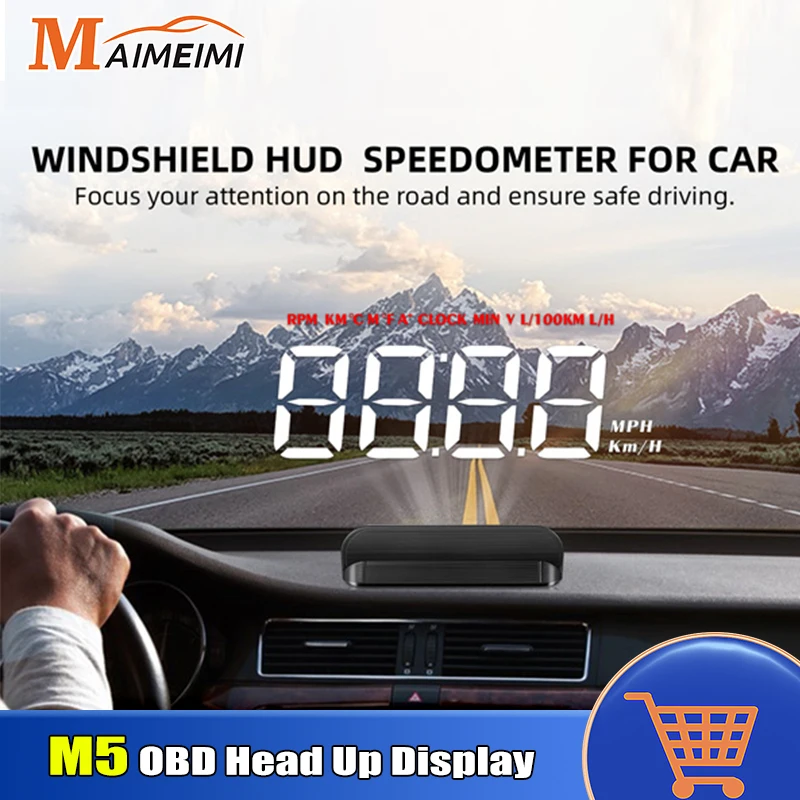 M5 OBD Head Up Display Car On-board Computer Windshield Projector Digital Display Speed RPM Water Temp Voltage Fuel consumption
M5 OBD Head Up Display Car On-board Computer Windshield Projector Digital Display Speed RPM Water Temp Voltage Fuel consumption