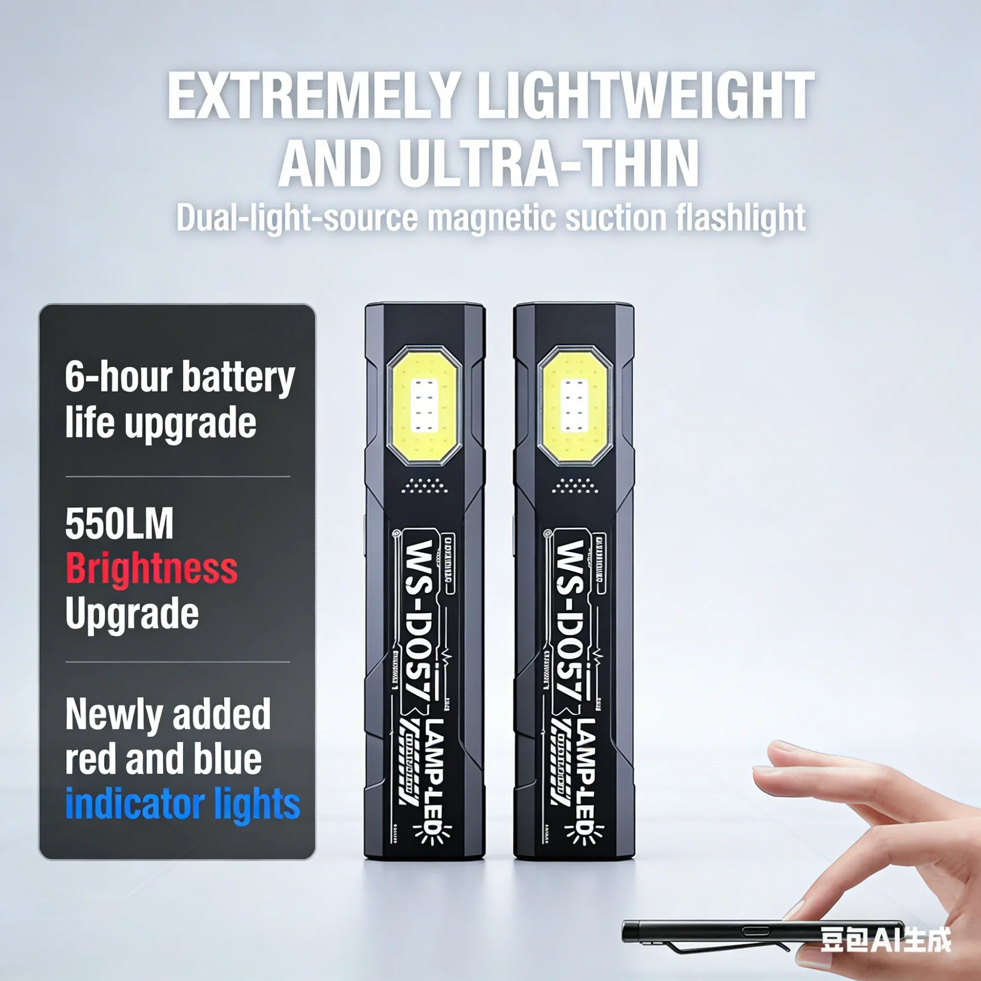 Outdoor LED Flashlight, Portable Mini Flashlight, Pocket Light, Floodlight, Work Light, 5 Modes
Outdoor LED Flashlight, Portable Mini Flashlight, Pocket Light, Floodlight, Work Light, 5 Modes