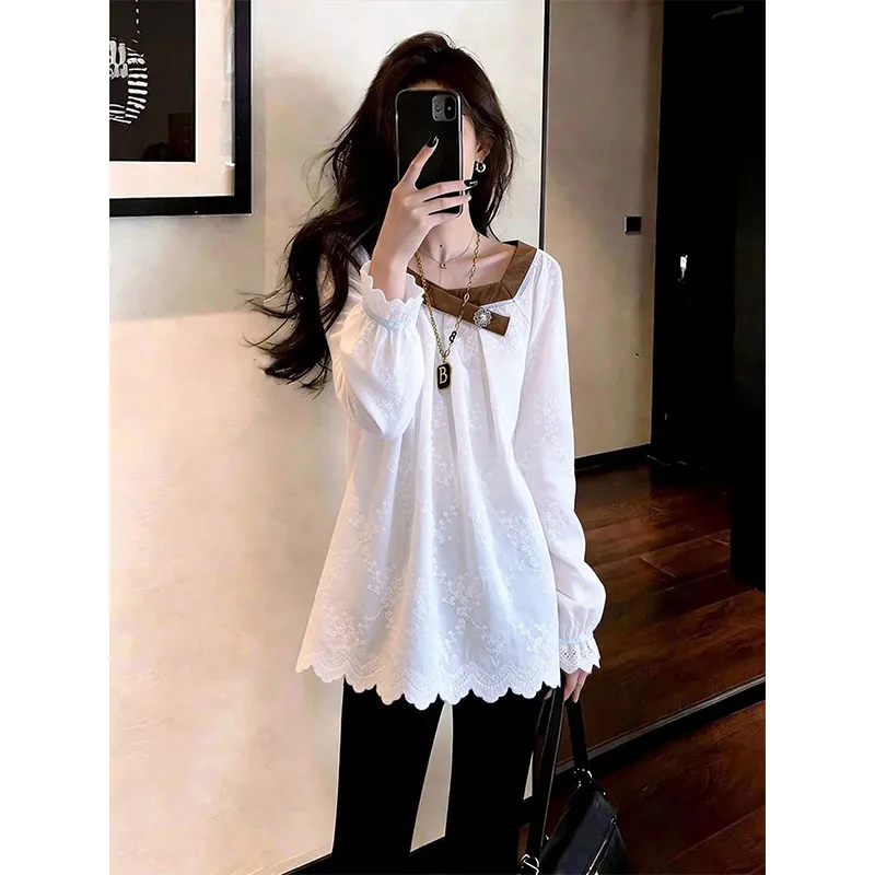 Ele Hook Design round Ne Long Sve Loose Women's irt Casual Sle White Spring Faion 2026 New Arrival Versatile Top
Ele Hook Design round Ne Long Sve Loose Women's irt Casual Sle White Spring Faion 2026 New Arrival Versatile Top