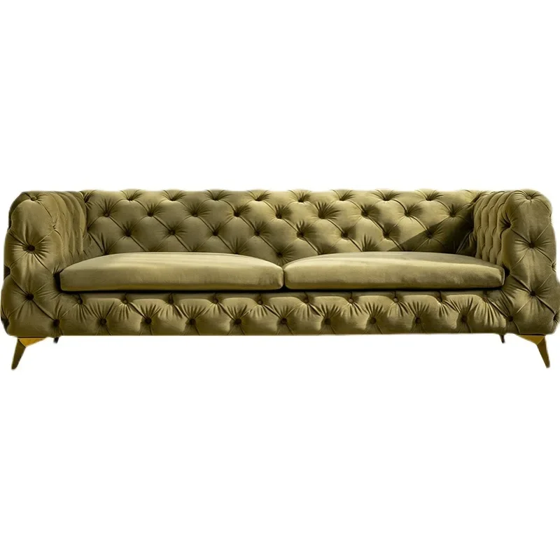 American light luxury Internet celebrity handmade pull buckle metal feet simple style living room furniture three velvet sofa
American light luxury Internet celebrity handmade pull buckle metal feet simple style living room furniture three velvet sofa