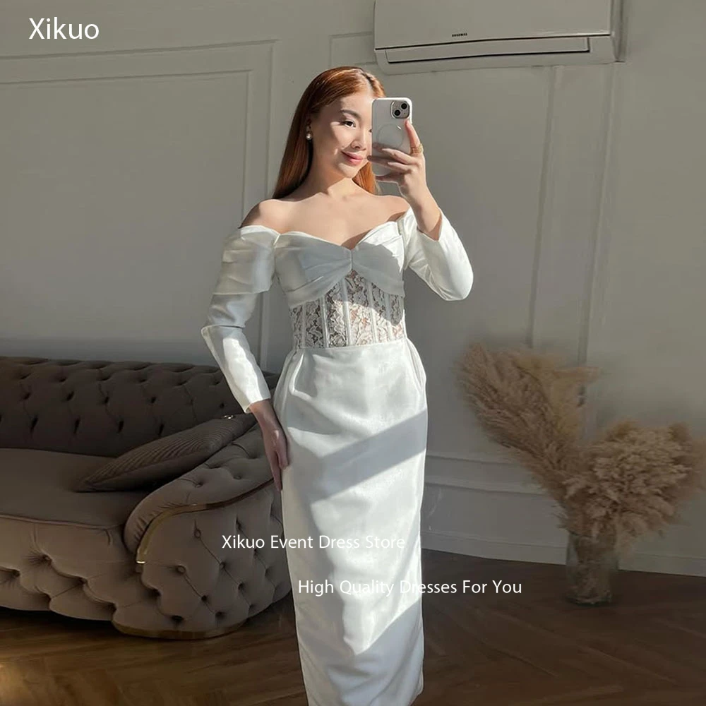 Xikuo Glamorous Off Shoulder Appliques Wedding Dresses Ruched Satin Homecoming Dresses Long Length Vestidos De Fiesta Customized
Xikuo Glamorous Off Shoulder Appliques Wedding Dresses Ruched Satin Homecoming Dresses Long Length Vestidos De Fiesta Customized