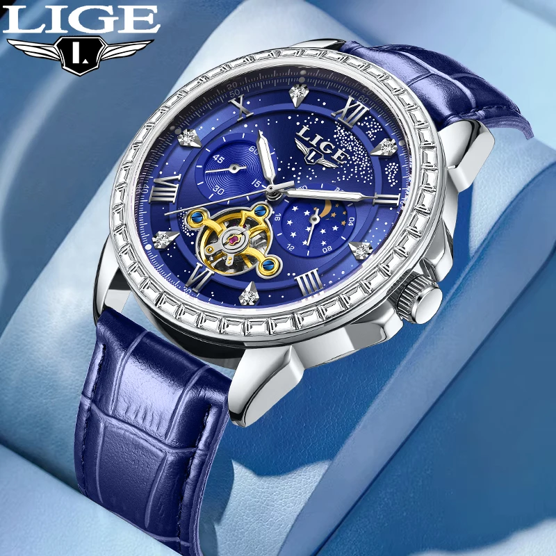 LIGE Retro Fashion Mechanical Man Watch Outdoor Casual Moon Phase Waterproof Tourbillon Automatic Movement Watches Male Gift Box
LIGE Retro Fashion Mechanical Man Watch Outdoor Casual Moon Phase Waterproof Tourbillon Automatic Movement Watches Male Gift Box