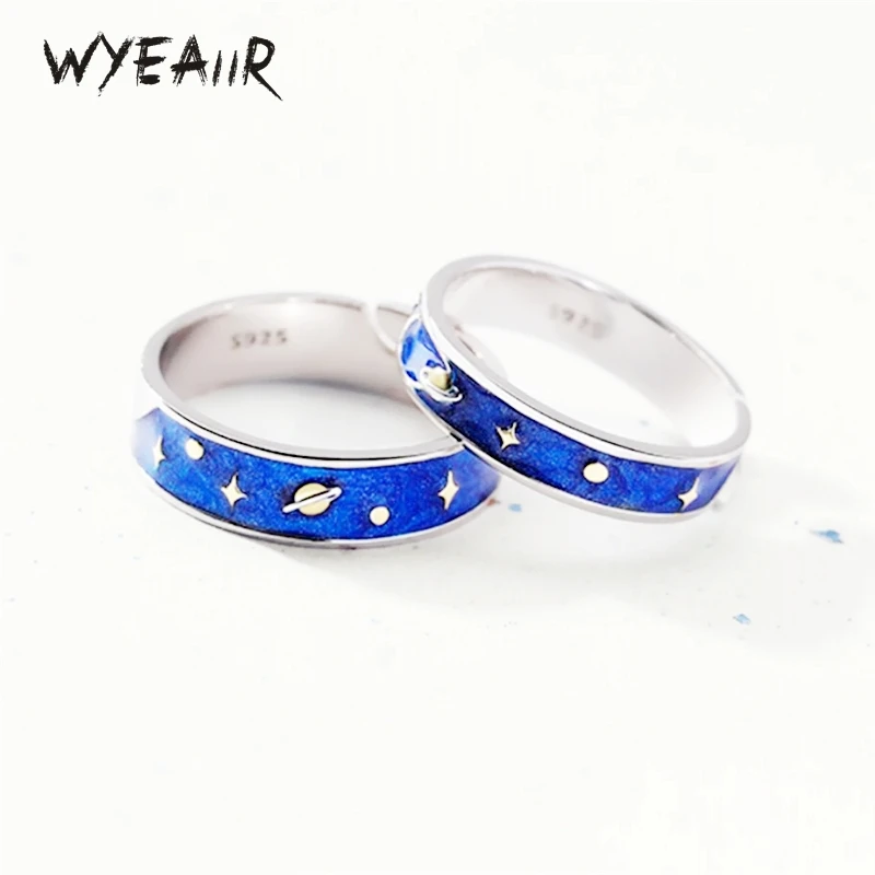 WYEAIIR стерлингового серебра 925 пробы, синяя капельная глазурь, звезды, лунное небо, кольца для пар, ювелирные изделия, роскошное женское кольцо с изменяемым размером
WYEAIIR стерлингового серебра 925 пробы, синяя капельная глазурь, звезды, лунное небо, кольца для пар, ювелирные изделия, роскошное женское кольцо с изменяемым размером