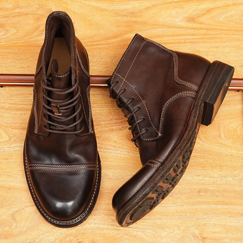 Vintage Handcrafted Men Motorcycle Boots Genuine Leather Outdoor Hiking Work Shoes British Business Formal Dress Ankle Boots
Vintage Handcrafted Men Motorcycle Boots Genuine Leather Outdoor Hiking Work Shoes British Business Formal Dress Ankle Boots