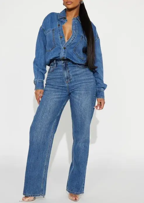 Slim Fit Elastic Loose Washable Long Sleeved Denim Jumpsuit
Slim Fit Elastic Loose Washable Long Sleeved Denim Jumpsuit