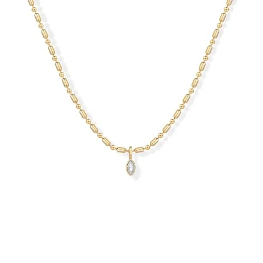 14K Gold Plated Dainty Tube Ball Square Beaded Chain Bezel Set Solitaire Pendant Necklace for Women Cubic Zirconia Statement Ne
14K Gold Plated Dainty Tube Ball Square Beaded Chain Bezel Set Solitaire Pendant Necklace for Women Cubic Zirconia Statement Ne