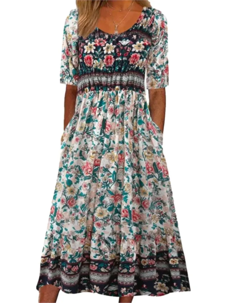 2025 Summer Dress Women's Bohemia Loose Fashion Vintage Pattern Printed Round Neck Short Sleeve Long Dresses Ladies Vestidos
2025 Summer Dress Women's Bohemia Loose Fashion Vintage Pattern Printed Round Neck Short Sleeve Long Dresses Ladies Vestidos