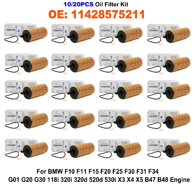 10PCS Car Engine Oil Filter Element 11428575211 For BMW F20 F30 F32 F36 F15 G01 G30 G31 F10 F11 518d 520d High Quality
10PCS Car Engine Oil Filter Element 11428575211 For BMW F20 F30 F32 F36 F15 G01 G30 G31 F10 F11 518d 520d High Quality