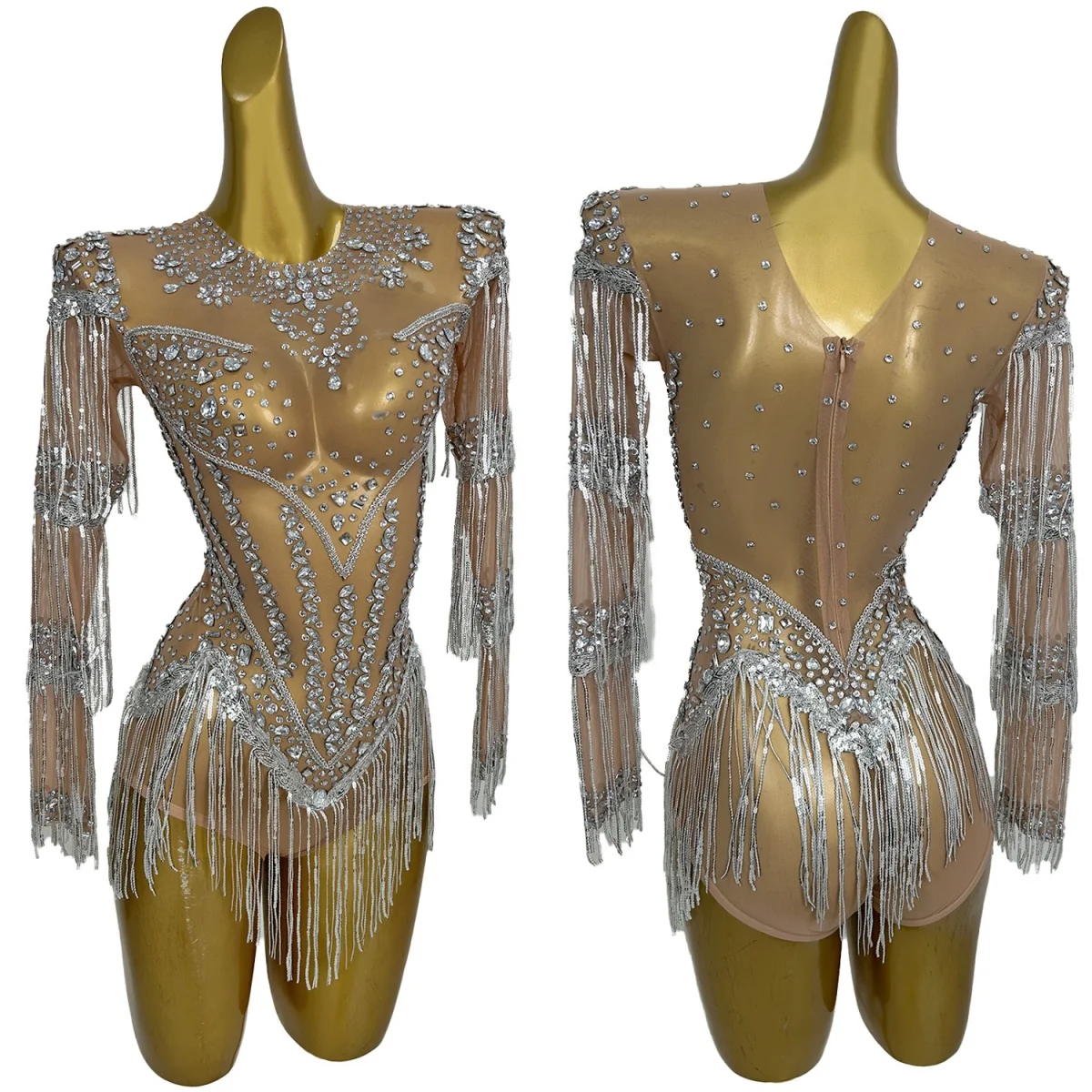 Sequins Rhinestone Tassel Sparkly Bodysuit Showgirl Stage Performance Night Party Dance Outfit Ladies Latin Dance Team Yixing
Sequins Rhinestone Tassel Sparkly Bodysuit Showgirl Stage Performance Night Party Dance Outfit Ladies Latin Dance Team Yixing