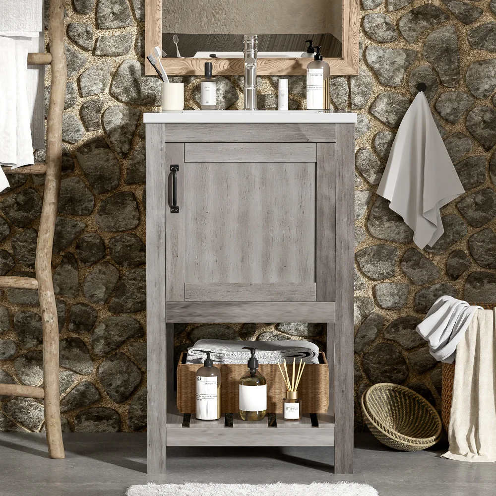 16" Bathroom Vanity Sink Combo for Small Space, Bathroom Sink Cabinet with Rectangular Ceramic Basin, Bathroom Vanities Cabinet
16" Bathroom Vanity Sink Combo for Small Space, Bathroom Sink Cabinet with Rectangular Ceramic Basin, Bathroom Vanities Cabinet