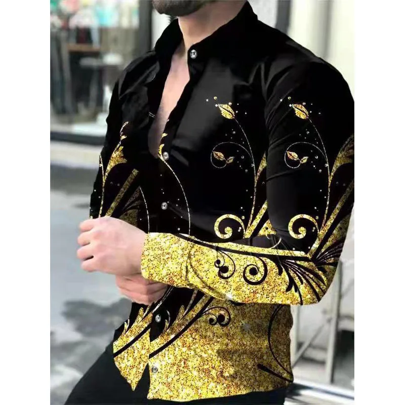 Mens Luxury Golden 3D Print Long Sleeve Shirts Turn Collar Button Up Casual Streetwear Camisa Masculina Plus Size Fashion Blouse
Mens Luxury Golden 3D Print Long Sleeve Shirts Turn Collar Button Up Casual Streetwear Camisa Masculina Plus Size Fashion Blouse