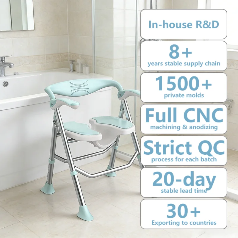 Simplywalk Aluminum Alloy 150KG Bath Shower Chair Foldable Nursing Home Elderly People MDR CE Certification Customization
Simplywalk Aluminum Alloy 150KG Bath Shower Chair Foldable Nursing Home Elderly People MDR CE Certification Customization