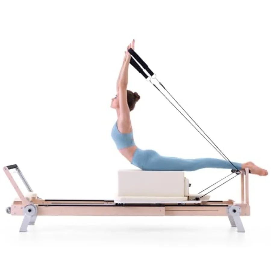 Pilates Reformer Machine Adjustable Maple Wood Bundle with Reformer Box Footstrap Padded Jump Board Studio Grade Pull-Out Equip
Pilates Reformer Machine Adjustable Maple Wood Bundle with Reformer Box Footstrap Padded Jump Board Studio Grade Pull-Out Equip