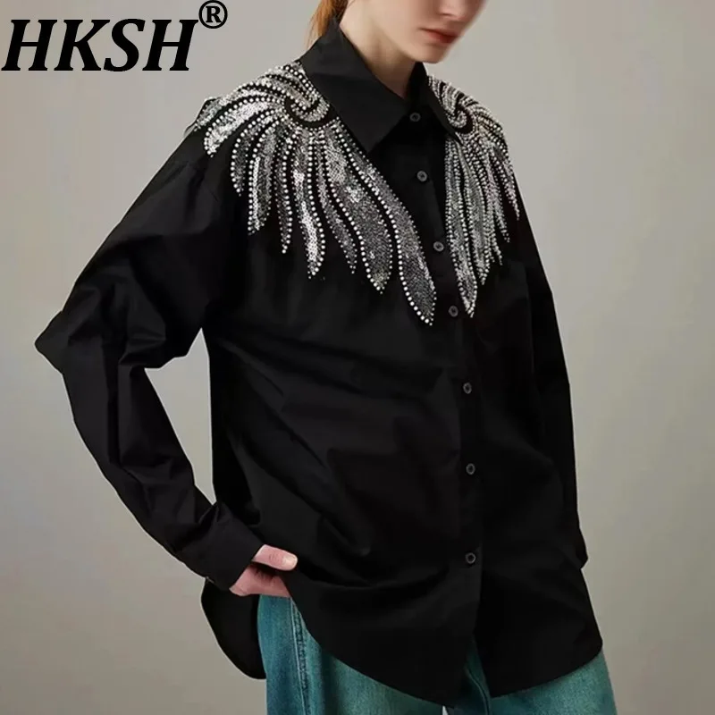 HKSH Autumn New Women Trendy Shirt Sequin Patchwork Single Breasted Long Sleeve Turn-down Collar Elegant High Street Tops HK9873
HKSH Autumn New Women Trendy Shirt Sequin Patchwork Single Breasted Long Sleeve Turn-down Collar Elegant High Street Tops HK9873