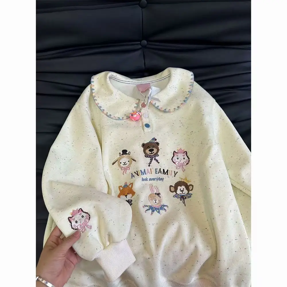Korean Sweet Cartoon Peter Pan Collar Anime Embroidered Hoodies Women Long Sleeve Casual Japanese Y2k Sweatshirt Autumn Top 2024
Korean Sweet Cartoon Peter Pan Collar Anime Embroidered Hoodies Women Long Sleeve Casual Japanese Y2k Sweatshirt Autumn Top 2024