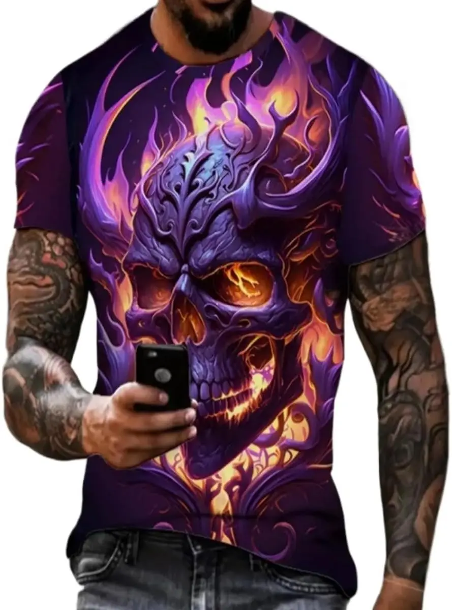 3D Flame Skull T-Shirt Edgy Gothic Print Short Sleeve Cotton Graphic Tee Men's Streetwear Top Trendy Biker Style Casual Fashion
3D Flame Skull T-Shirt Edgy Gothic Print Short Sleeve Cotton Graphic Tee Men's Streetwear Top Trendy Biker Style Casual Fashion