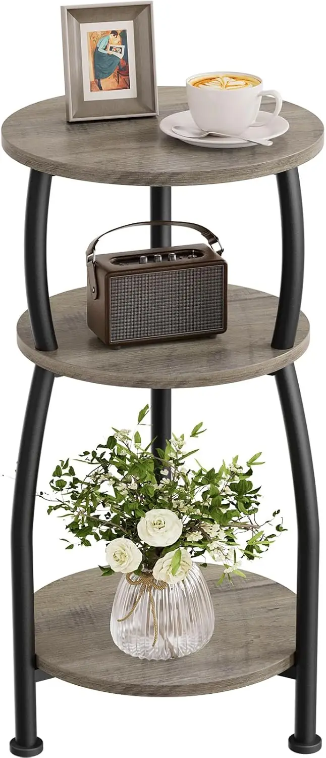 Маленький круглый приставной столик с полкой для хранения, легко собирается, для гостиной, спальни, угла комнаты, серый
Маленький круглый приставной столик с полкой для хранения, легко собирается, для гостиной, спальни, угла комнаты, серый