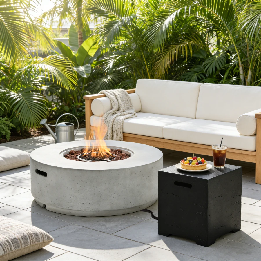 Outdoor propane fire pit set for patio backyard poolside use, steel construction, black finish, 50000 BTU high heat output with
Outdoor propane fire pit set for patio backyard poolside use, steel construction, black finish, 50000 BTU high heat output with