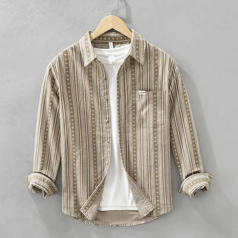 Retro Striped Corduroy Casual Loose Long Sve irt Men's Spring Autumn Youth Trendy Japanese Sle Stand Fit arp Collar
Retro Striped Corduroy Casual Loose Long Sve irt Men's Spring Autumn Youth Trendy Japanese Sle Stand Fit arp Collar