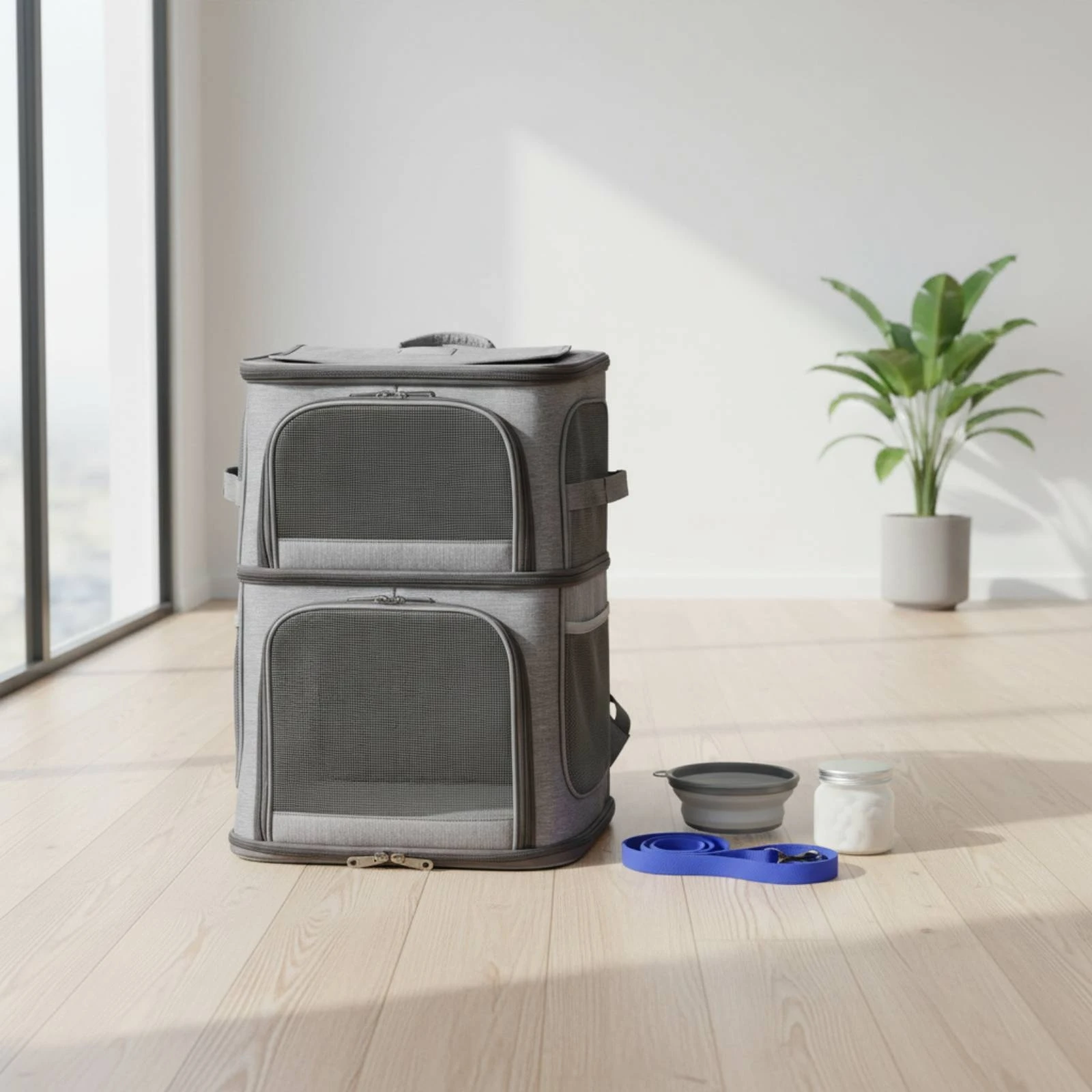 Double Deck Feline Carrier Backpack Portable Double Layer Pet Backpack Pet Gear Storage Pockets Removable Divider for Outdoor
Double Deck Feline Carrier Backpack Portable Double Layer Pet Backpack Pet Gear Storage Pockets Removable Divider for Outdoor