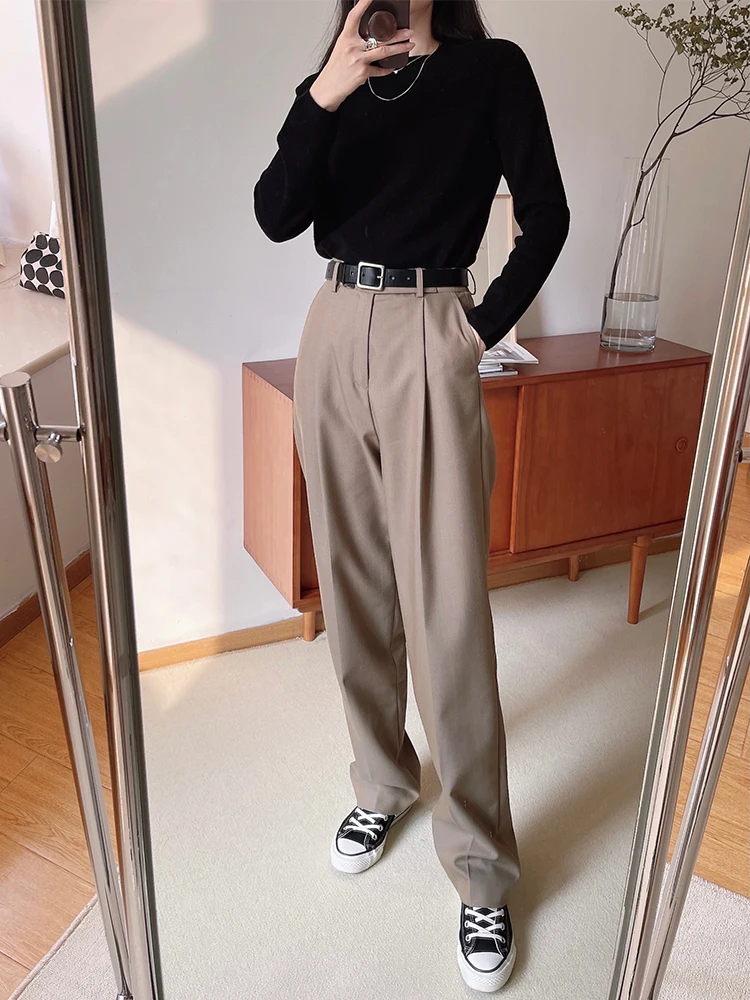 Женские шерстяные брюки с высокой талией, прямой крой, свободный крой, весенняя мода, повседневные брюки, цвет крокус оливковый
Женские шерстяные брюки с высокой талией, прямой крой, свободный крой, весенняя мода, повседневные брюки, цвет крокус оливковый